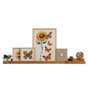 Raft de perete decorativ Re-Bloom Aberto Design, lemn masiv 100% grosime 2 cm, lungime 60 cm, maro - Verificat A · Re-Bloom