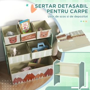Raft pentru depozitarea jucariilor, MDF/metal/textil, multicolor, 63 x 30 x 66 cm, Resigilat, Grad A - Img 6