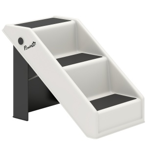 Scara pentru caini si pisici Re-Bloom, PP/EVA, 53x30.5x36.5 cm, pliabila 63x30.5x11.3 cm, 3 trepte antiderapante, 10 kg, crem/negru - Verificat A · Re-Bloom