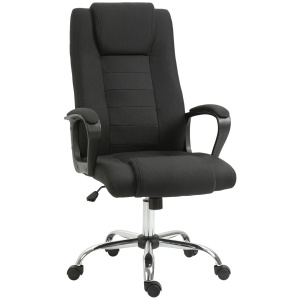 Scaun birou ergonomic basculant si captusit, inaltime reglabila, spatar inalt cu cotiere, 5 roti, 62x76x110-119cm, Negru - Verificat A · Re-Bloom
