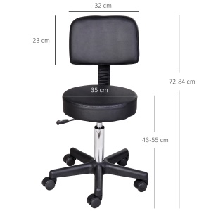Scaun de birou rotativ Re-Bloom, piele PU/metal/plastic, negru/argintiu, 35 x 72-84 cm, Resigilat, Grad A - Img 4