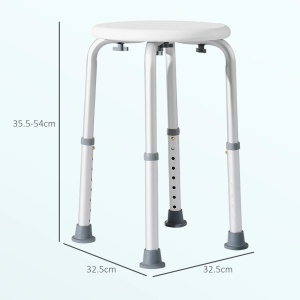 Scaun de dus reglabil, pentru varstnici/persoane cu dizabilitati, aliaj de aluminiu/plastic, alb, 32,5 x 32,5 x 35,5-54 cm, Resigilat, Grad A - Img 2
