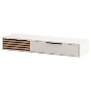 Schildmeyer masa consola suspendata 104x16x32 cm, 2 sertare, PAL alb cu accente stejar, manere metal negru - Verificat A · Re-Bloom