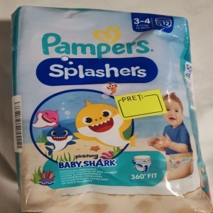 Scutece chilotel pentru apa Pampers Splashers Baby Shark Marimea 3, 6-11 kg, 12 buc, Resigilat, Grad A - Img 2