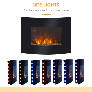 Semineu electric perete 65x11.4x52 cm, 900-1800W, flacara LED 7 culori, telecomanda, metal/sticla securizata, negru - Verificat A · Re-Bloom - Img 4