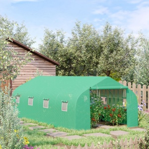 Sera pentru gradina Re-Bloom, cadru otel/PE 140g/m², 6x3x2 m, ferestre 40x40 cm, 4 franghii + 4 suruburi incluse, verde - Verificat A · Re-Bloom - Img 2
