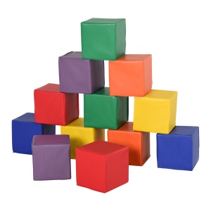 Set 12 cuburi moi constructie copii +2 ani, 19x19x19 cm fiecare, spuma EPE/PU, multicolor - Verificat A · Re-Bloom