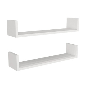 Set 2 rafturi perete 63x14.5x14.5 cm, PAL melamina 100%, grosime 18mm, stil scandinav, alb - Verificat A · Re-Bloom