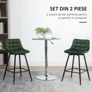 Set 2 scaune de bar Re-Bloom, poliester/metal, 45x47x84 cm, sezut 61 cm, suport picioare 23 cm, 120 kg, verde/negru - Verificat A · Re-Bloom - Img 6