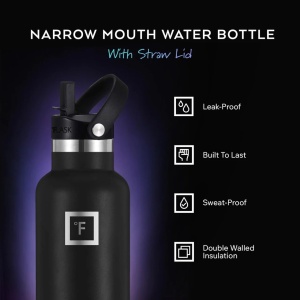 Set 2 sticle 950 ml alb/negru & albastru inchi, otel inoxidabil IRON °FLASK, 3 capace, rece 24 ore / cald 12 ore, izolata, , fara BPA, 950 ml - Img 2