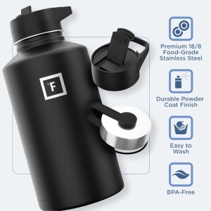Set 2 Sticle termice 1800 & 950 ml, otel inoxidabil IRON °FLASK, 3 capace, rece 24 ore / cald 12 ore, izolata, roz/albastru deschis, fara BPA, - Img 8