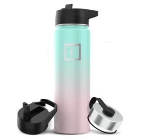 Set 2 Sticle termice 950 & 650 ml, otel inoxidabil IRON °FLASK, 3 capace, rece 24 ore / cald 12 ore, izolata, roz/albastru deschis, fara BPA - Img 11