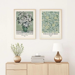 Set 2 tablouri decorative Re-Bloom, lemn masiv/MDF, verde/alb/natur, 50 x 70 cm - Img 2