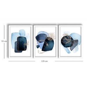 Set 3 tablouri decorative MDF/lemn 38x53 cm, alb/albastru - Verificat A · Re-Bloom - Img 2