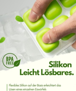 Set 4 forme pentru gheata, o caserola si o scafa AcrossSea, silicon, alb/verde/transparent - Img 4