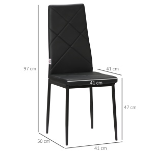 Set 4 scaune de sufragerie cu spatar inalt, piele artificiala PVC, cusaturi diamant, picioare otel, 41x50x97cm, Negru - Verificat A · Re-Bloom - Img 3