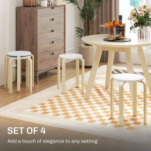 Set 4 scaune stivuibile placaj 40x40x45 cm, sezut 32x32 cm, finisaj vopsit, tampoane antiderapante, 120 kg, natur/alb - Verificat A · Re-Bloom - Img 4