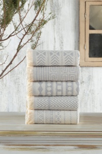 Set 5 prosoape de bucatarie, bumbac 100%, 38x65 cm, gri deschis - Verificat A · Re-Bloom - Img 2