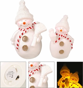 Set de 2 decoratiuni iluminate pentru Craciun Cclife, LED, ceara, alb/rosu, 16 x 11 x 7 cm /12,5 x 9x 7 cm - Img 4