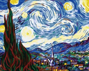 Set de pictura cu numere Toudorp, vopsea acrilica, peisaj multicolor, 50 x 40 cm - Img 2