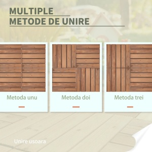 Set gresie exterior din lemn de brad si PVC, 27 bucati, interblocabila, antiderapanta, 30x30x2.5cm, Maro - Verificat A · Re-Bloom - Img 4
