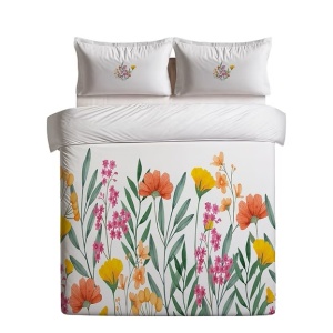Set husa pilota + 2 fete de perna, 70% bumbac/30% poliester, 200x200 cm + 2x80x80 cm, imprimeu pigmentat, lavabil 30°C, multicolor - Verificat A · Re-Bloom