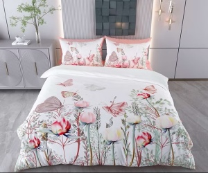 Set husa pilota + 2 fete de perna, 70% bumbac/30% poliester, 200x200 cm + 2x80x80 cm, imprimeu pigmentat, lavabil 30°C, multicolor - Verificat A · Re-Bloom