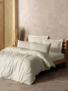 Set husa pilota + 2 fete de perna, bumbac ranforce 100%, 200x200 cm + 2x80x80 cm, crem - Verificat A · Re-Bloom