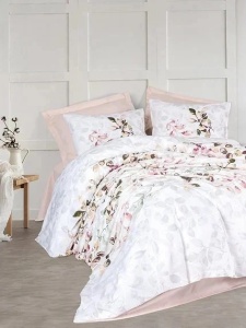 Set husa pilota + 2 fete de perna, bumbac ranforce 100%, 240x220 cm + 2x60x60 cm, model floral, multicolor - Verificat A · Re-Bloom