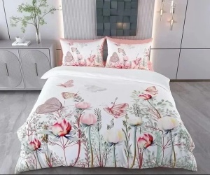 Set husa pilota + fata de perna, 70% bumbac/30% poliester, 155x220 cm + 80x80 cm, imprimeu pigmentat, multicolor - Verificat A · Re-Bloom