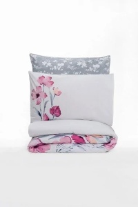Set husa pilota + fata de perna, bumbac ranforce 100%, 155x220 cm + 80x80 cm, model floral, multicolor - Verificat A · Re-Bloom - Img 2