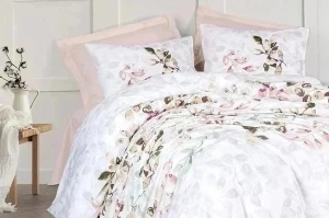 Set husa pilota + fata de perna, bumbac ranforce 100%, 155x220 cm + 80x80 cm, 145 fire, imprimeu pigmentat, inchidere nasturi/plic, multicolor - Verificat A · Re-Bloom - Img 1