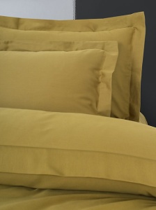 Set husa pilota + fata de perna, satin bumbac 100%, 135x200 cm + 80x80 cm, galben mustar - Verificat A · Re-Bloom - Img 2