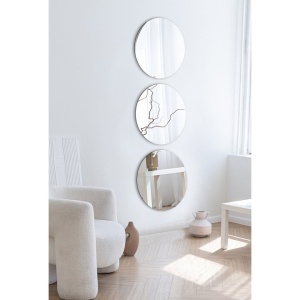 Set oglinda decorativa Re-Bloom, 3 piese, MDF/acril, argintiu, 30 cm