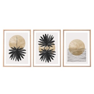 Set tablou decorativ Re-Bloom, 3 piese, MDF/lemn masiv, multicolor, 50 x 70 cm