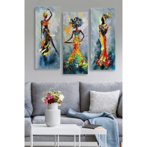 Set tablou decorativ Re-Bloom, 3 piese, MDF, multicolor, 20 x 50 cm - Img 2