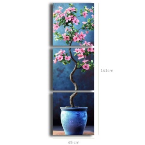 Set tablou decorativ Re-Bloom, 3 piese, model floral, lemn/panza, multicolor, 45 x 45 cm - Img 2