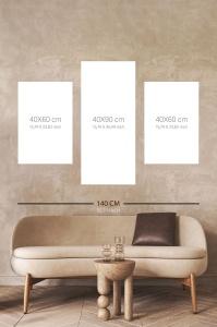 Set tablou decorativ Re-Bloom, 3 piese, model padure, panza/lemn, auriu/negru, 140 cm - Img 2