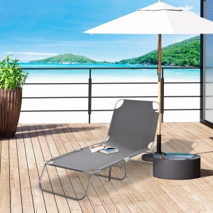 Sezlong gradina pliabil, cadru metal, tesatura Oxford, 180x55x24cm, Gri - Verificat A · Re-Bloom - Img 2