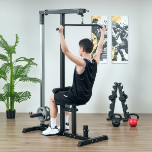 Statie fitness pull-down Re-Bloom, otel/PVC, 107x120x190 cm, banca reglabila, cablu, sezut max 58 cm, 100 kg, negru - Verificat A · Re-Bloom - Img 3