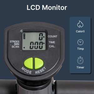 Stepper fitness cu maner reglabil, monitor LCD, pistoane hidraulice, otel, Gri - Verificat A · Re-Bloom - Img 4