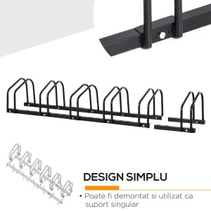 Suport parcare 6 biciclete, otel zincat Q235, modular, 179x33x27cm, Negru - Verificat A · Re-Bloom - Img 5