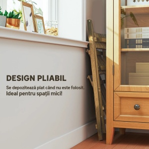 Suport pliabil pentru plante cu 3 niveluri, lemn de brad, 80x37x93 cm pliat 80x6.5x99 cm, capacitate 50kg, lemn natural - Verificat A · Re-Bloom - Img 6