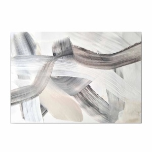 Tablou canvas Re-Bloom, lemn masiv/panza, bej/alb/negru, 70 x 100 cm