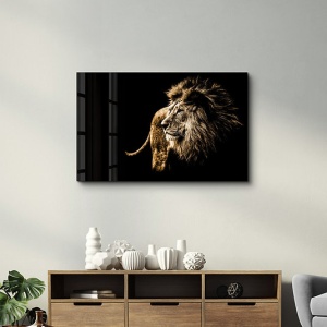 Tablou de perete Re-Bloom, model leu, sticla securizata, maro/negru, 70 x 110 cm - Img 4