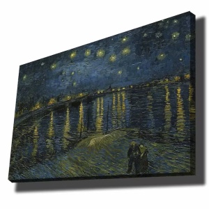 Tablou decorativ canvas Vincent van Gogh, 70x100 cm, panza 100%, cadru lemn 100% grosime 2.8 cm, albastru inchis/galben - Verificat A · Re-Bloom - Img 1
