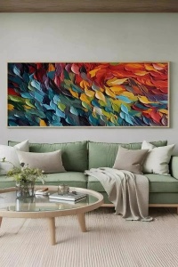 Tablou decorativ din MDF si lemn masiv 50x120 cm, MDF 2.7mm, constructie solida si usoara, design modern, multicolor - Verificat A · Re-Bloom - Img 4