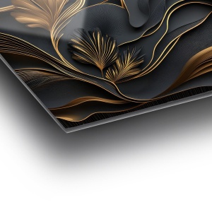 Tablou decorativ floral pe sticla acrilica 44x66 cm, 100% acril optic 3 mm, auriu/negru - Verificat A · Re-Bloom - Img 5