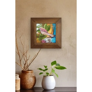 Tablou decorativ Re-Bloom, ceramica/lemn, multicolor, 15,5 x 15,5 cm - Img 1