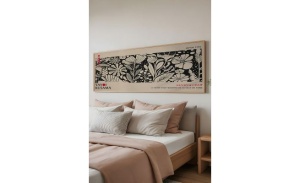Tablou decorativ Re-Bloom, lemn masiv/MDF, natur/negru, 50 x 120 cm